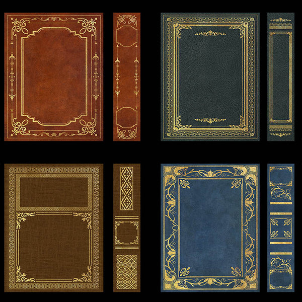 Ornate Book Covers with Spine Vol 4 - 28 High Resolution Images - Instant Download Digital Clip art