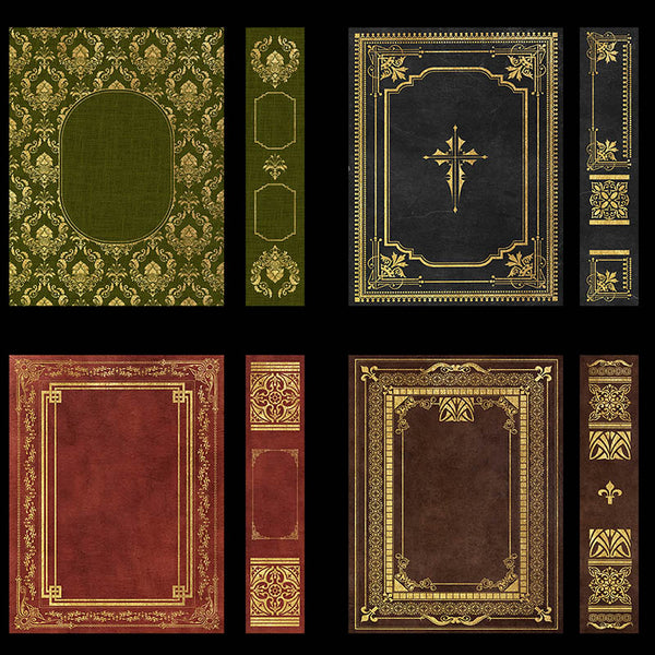 Ornate Book Covers with Spine Vol 4 - 28 High Resolution Images - Instant Download Digital Clip art