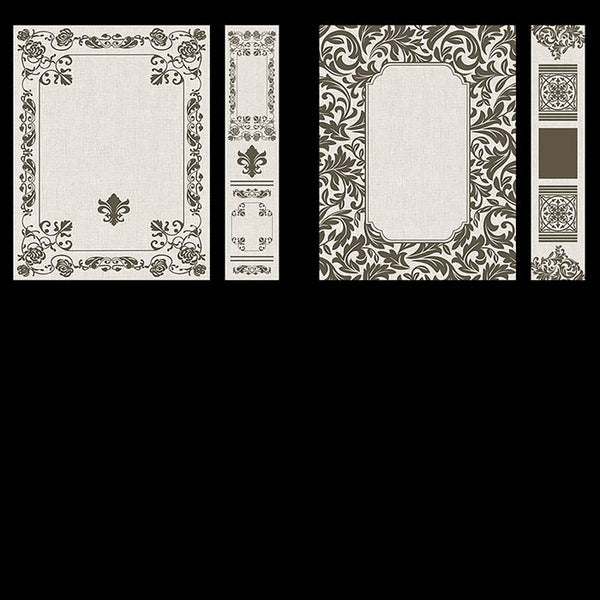 Ornate Book Covers with Spine Vol 4 Creme Linen & Dark Brown Frames - 28 High Resolution Images - Instant Download Digital Clip art