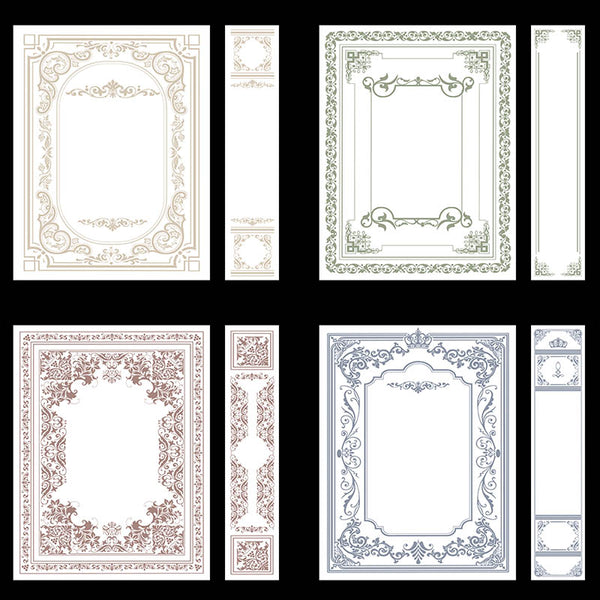 Ornate Book Covers with Spine Vol 1 Variation on White Background - 28 High Resolution Images - Instant Download Digital Clip art