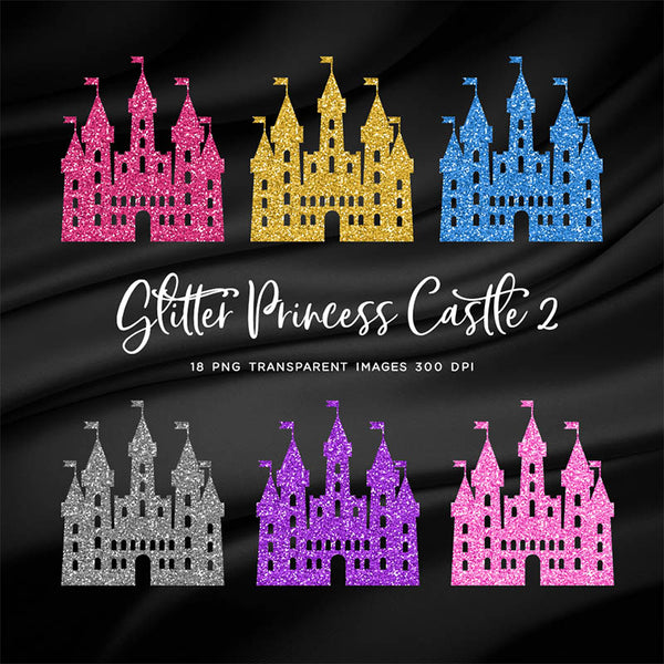 Princess Castle Glitter Texture Vol 2 - 18 Different Colors PNG Transparent Images - Instant Download Digital Clip art