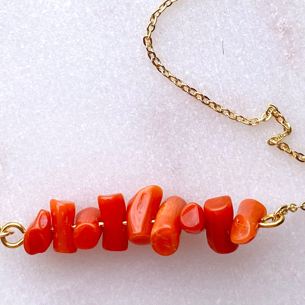 Red Coral Necklace Handmade Boho Beach Jewelry