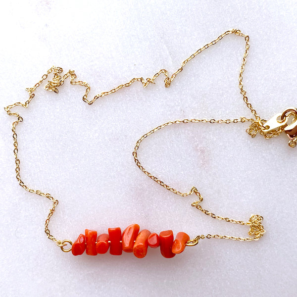 Red Coral Necklace Handmade Boho Beach Jewelry