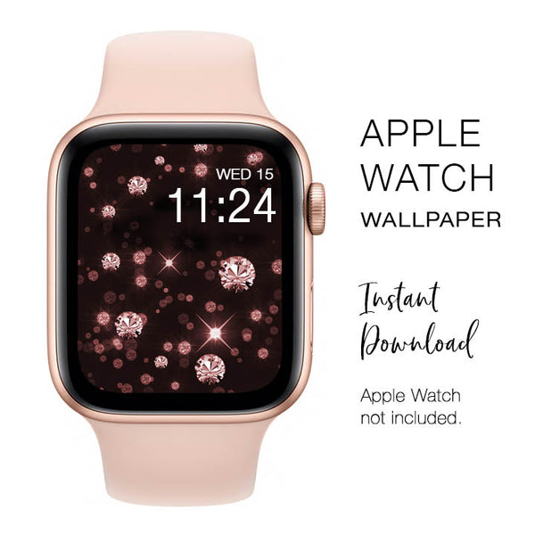 Apple Watch WALLPAPER - Rose Gold Glitter Diamonds Sparkly diamond gemstone - Instant Download - Watch Background Apple Watch face design