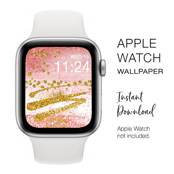 Apple Watch WALLPAPER - Rose Gold & Gold Glitter - Instant Download - Watch Background Apple Watch face design