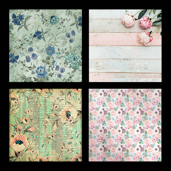 Shabby Chic Backgrounds 1 - 10 Backgrounds Flower Patterns High Resolution Images - Instant Download Digital Clip art