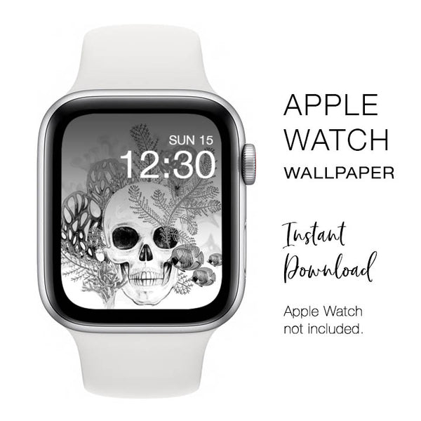 Apple Watch WALLPAPER - Skull with Plants Boho - Instant Download - Watch Background Apple Watch face design