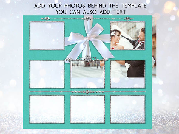 Tumbler Template Design - Blue Box with Ribbon Background PNG Sublimation 20 oz Skinny Tumbler High Resolution Instant Download Full Wrap Digital