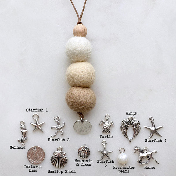 Essential Oil Diffuser with a Charm, Car Air Freshener, Car hanging, Car Freshies, Felt Wool Diffuser, Office Diffuser, Aromatherapy Closet Sachet