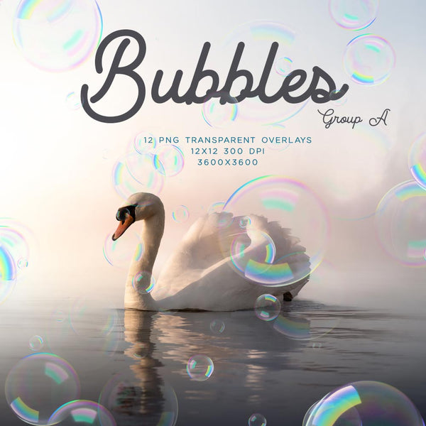 Bubbles 001 Group A - 12 PNG Transparent Overlays High Resolution Compositions - Instant Download Digital Clip art