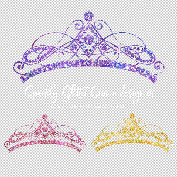 Glitter Crown 01 Sparkly Glitter - 14 Different Colors PNG Transparent Images - Instant Download Digital Clip art