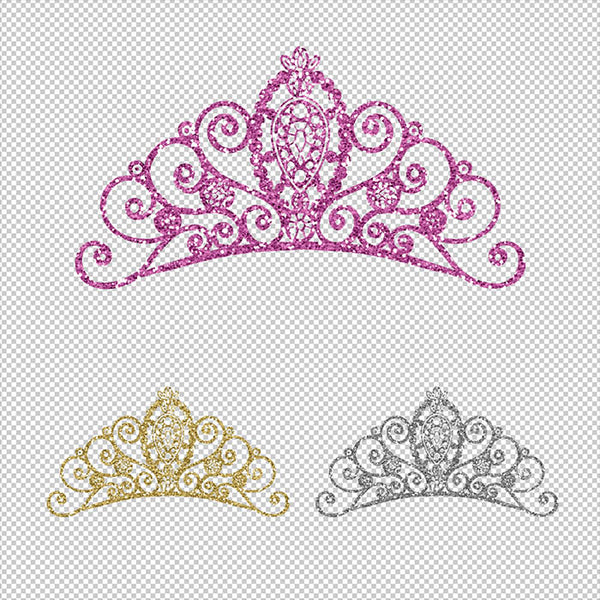 Glitter Crown 46 - 15 Different Colors PNG Transparent Images - Instant Download Digital Clip art
