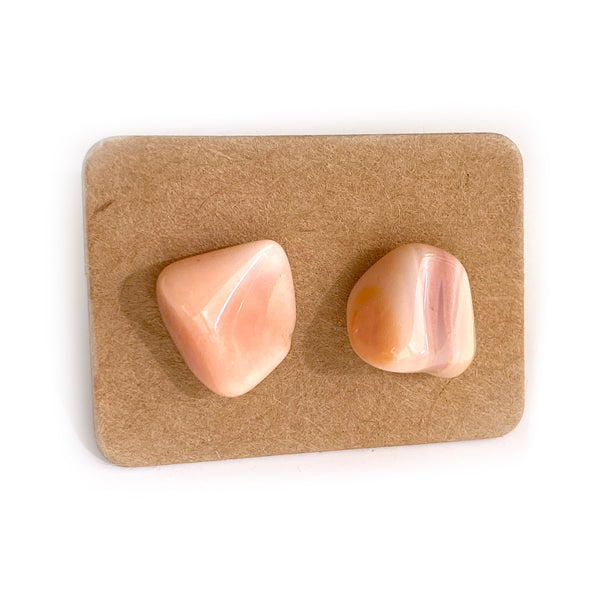 Gemstone Crystal Stud Earrings - Pink Botswana Agate - Handmade Jewelry Great gift
