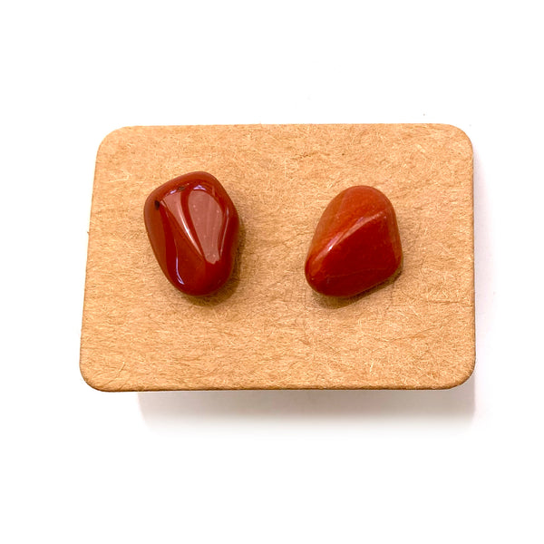 Gemstone Crystal Stud Earrings - Red Jasper - Handmade Jewelry Great gift