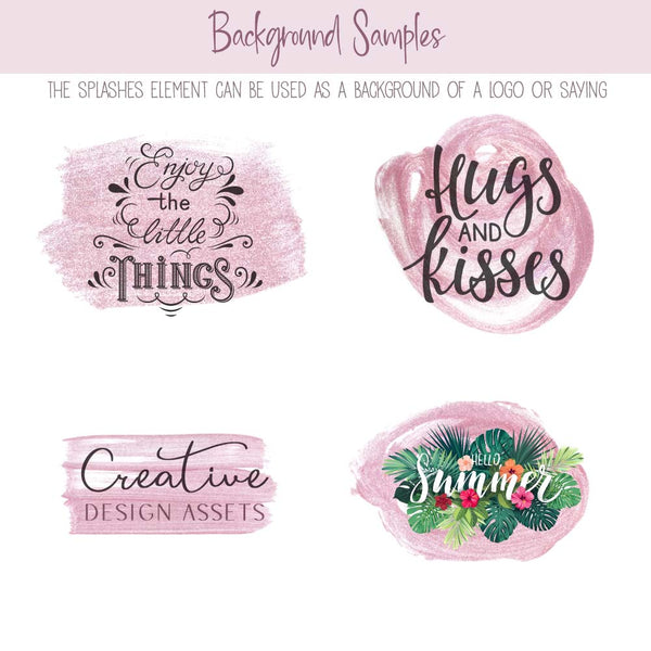 Brush Strokes Pearl Paint - Dusty Pink Pearl Paint 24 Brush Strokes & Splashes Group A - Hand painted Overlay - Instant Download Digital Clipart