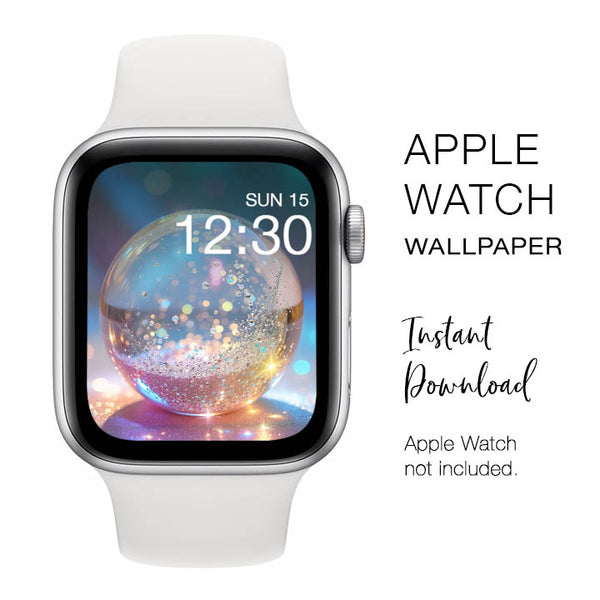 Apple Watch WALLPAPER - Sparkly Glitter Globe - Instant Download - Watch Background Apple Watch face design