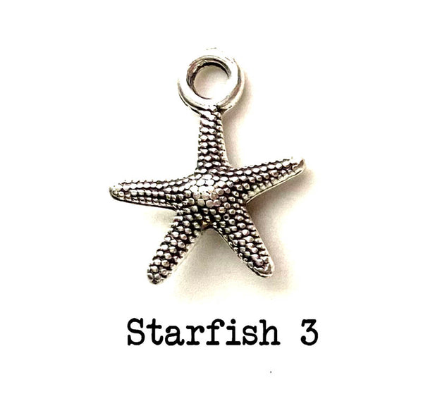 Beach Sea Glass Necklace with Freshwater Pearl, Sea Glass & Starfish Turtle Mermaid Mountain Trees Angel Wings Horse Charm Handmade Jewelry