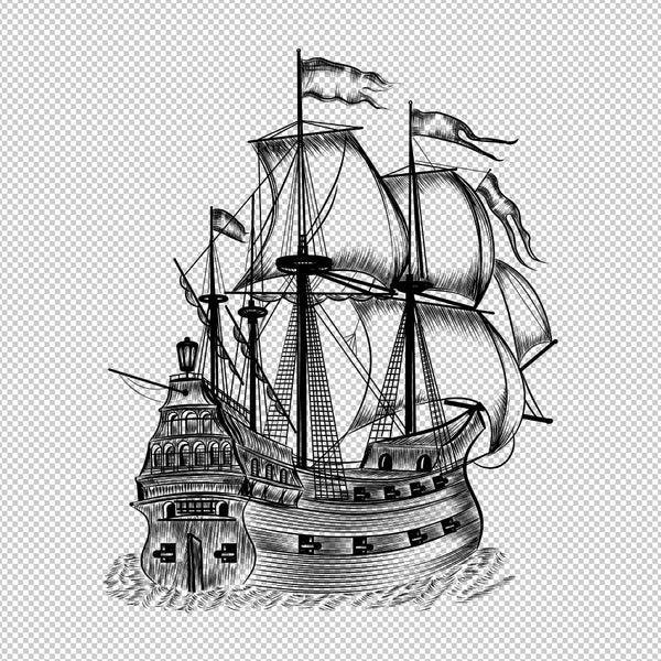Vintage Ship #12 Pirate PNG Clip Art Sublimation Design Digital Download Clipart