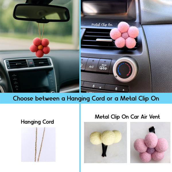 Daisy Wool Flower Essential Oil Diffuser, Car Air Freshener, Car hanging Freshies, Felt Wool Office Diffuser, Aromatherapy Closet Christmas