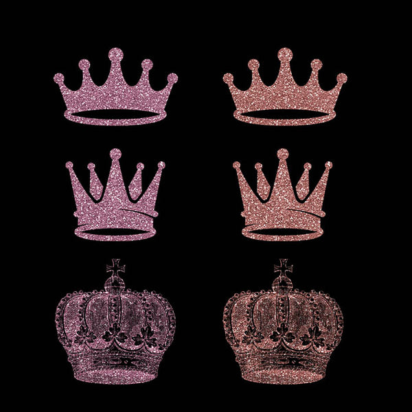 Crowns 8 Different Crowns Rose Gold & Dusty Lilac Glitter -  PNG Transparent Images - Instant Download Digital Clip art