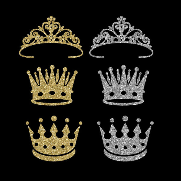 Crowns 8 Different Crowns Gold & Silver Glitter -  PNG Transparent Images - Instant Download Digital Clip art