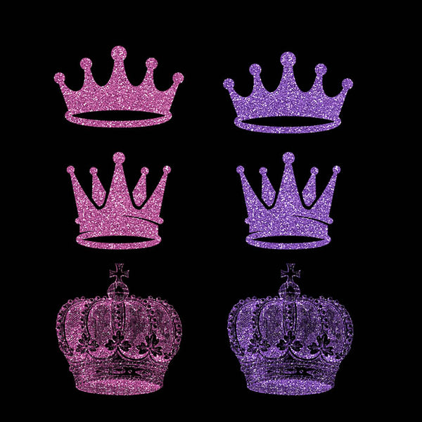 Crowns 8 Different Crowns Pink & Purple Glitter -  PNG Transparent Images - Instant Download Digital Clip art