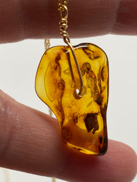 Genuine Natural Baltic Amber Necklace #15 - 16 Kt Gold plated chain necklace Handmade Jewelry - Great gift