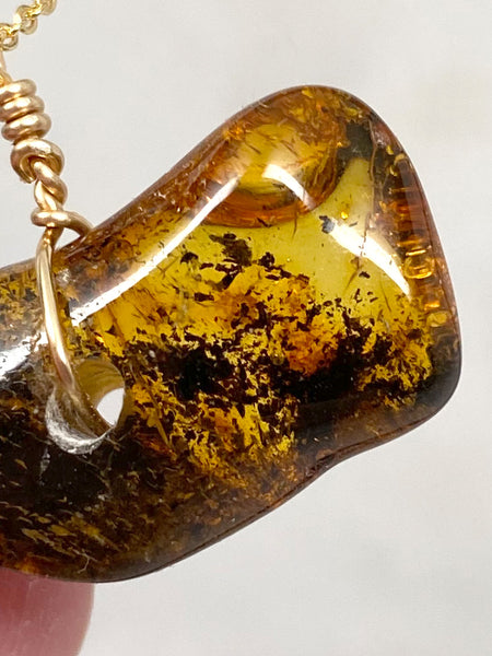 Genuine Natural Baltic Amber Necklace #16 - 16 Kt Gold plated chain necklace Handmade Jewelry - Great gift