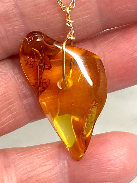 Genuine Natural Baltic Amber Necklace #20 - 16 Kt Gold plated chain necklace Handmade Jewelry - Great gift