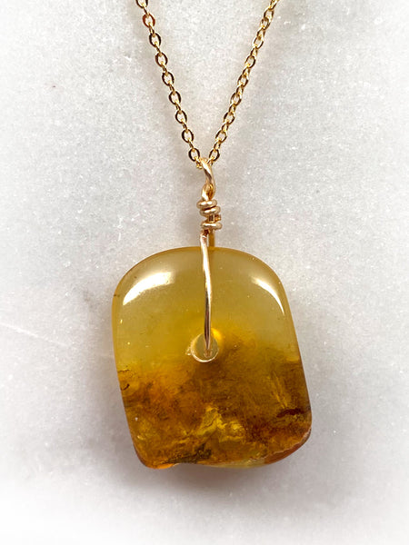 Genuine Natural Baltic Amber Necklace #24 - 16 Kt Gold plated chain necklace Handmade Jewelry - Great gift