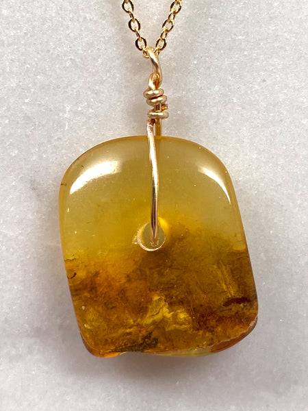 Genuine Natural Baltic Amber Necklace #24 - 16 Kt Gold plated chain necklace Handmade Jewelry - Great gift