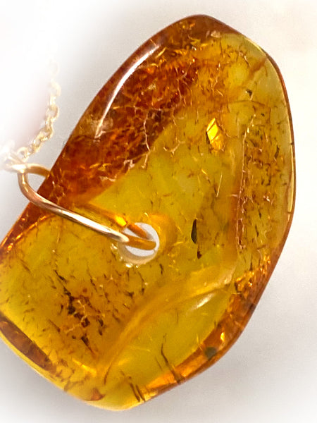 Genuine Natural Baltic Amber Necklace #27 - 16 Kt Gold plated chain necklace Handmade Jewelry - Great gift