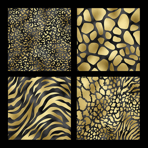Animal Patterns Gold And Black - 14 JPG Images - Instant Download Digital Clip art