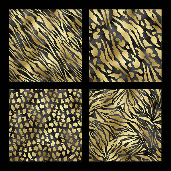 Animal Patterns Gold And Black - 14 JPG Images - Instant Download Digital Clip art