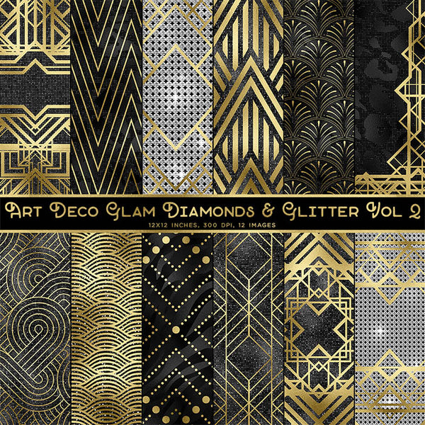 Art Deco Glam Diamonds And Glitter 1 Backgrounds Vol 2 - 12 High Resolution Images - Instant Download Digital Clip art