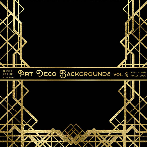 Art Deco Gold And Black Backgrounds Vol 2 - 16 High Resolution Images - Instant Download Digital Clip art