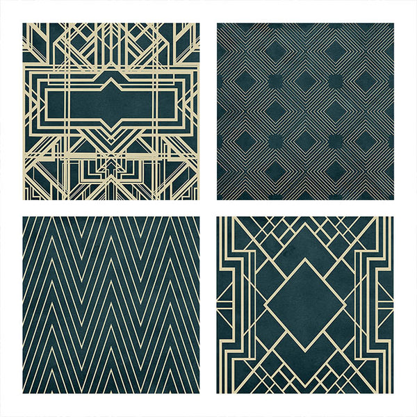 Art Deco Teal & Creme Backgrounds Vol 2 - 16 High Resolution Images - Instant Download Digital Clip art