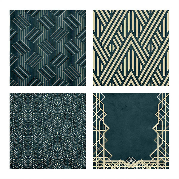 Art Deco Teal & Creme Backgrounds Vol 2 - 16 High Resolution Images - Instant Download Digital Clip art