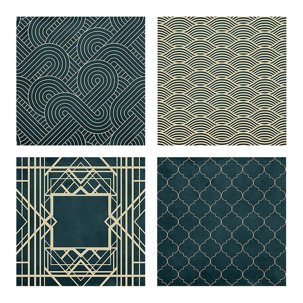 Art Deco Teal & Creme Backgrounds Vol 2 - 16 High Resolution Images - Instant Download Digital Clip art