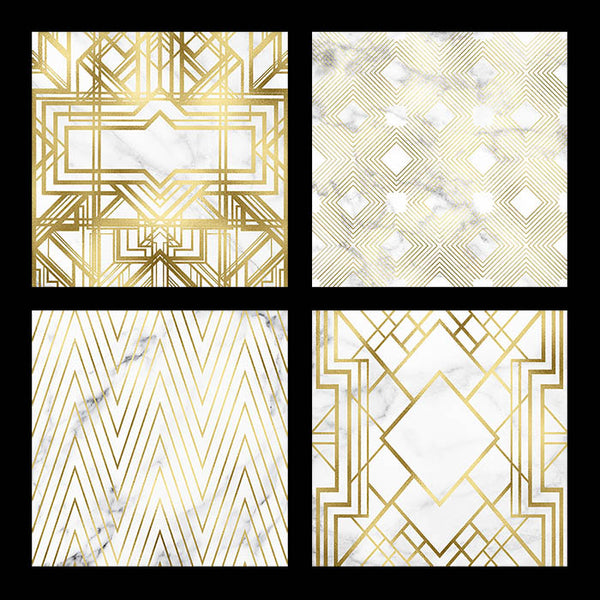 Art Deco Gold And White Marble Vol 2 - 16 High Resolution Images - Instant Download Digital Clip art