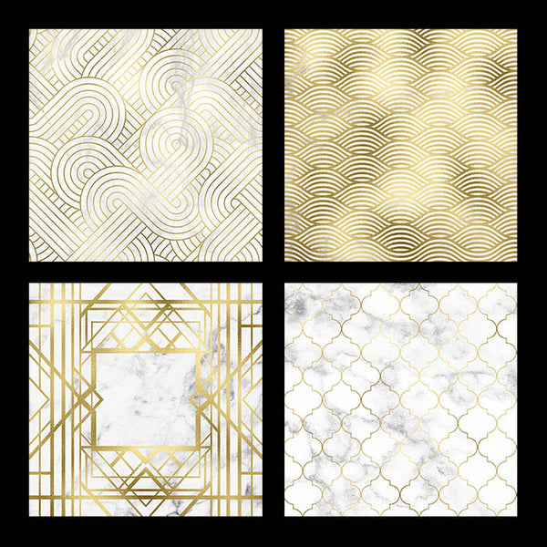 Art Deco Gold And White Marble Vol 2 - 16 High Resolution Images - Instant Download Digital Clip art