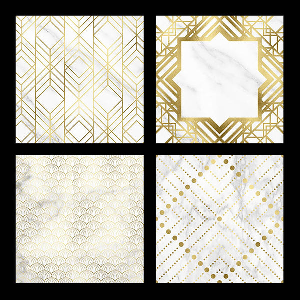 Art Deco Gold And White Marble Vol 2 - 16 High Resolution Images - Instant Download Digital Clip art