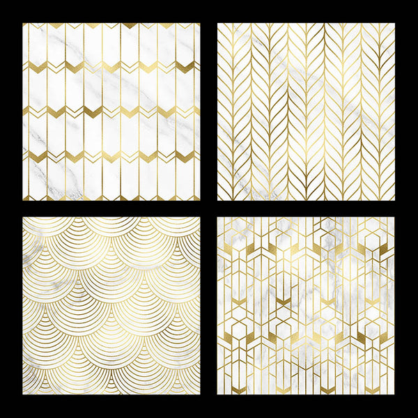Art Deco Gold And White Marble Vol 1 - 16 High Resolution Images - Instant Download Digital Clip art
