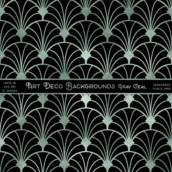 Art Deco Teal And Black Backgrounds Vol 1 - 16 High Resolution Images - Instant Download Digital Clip art