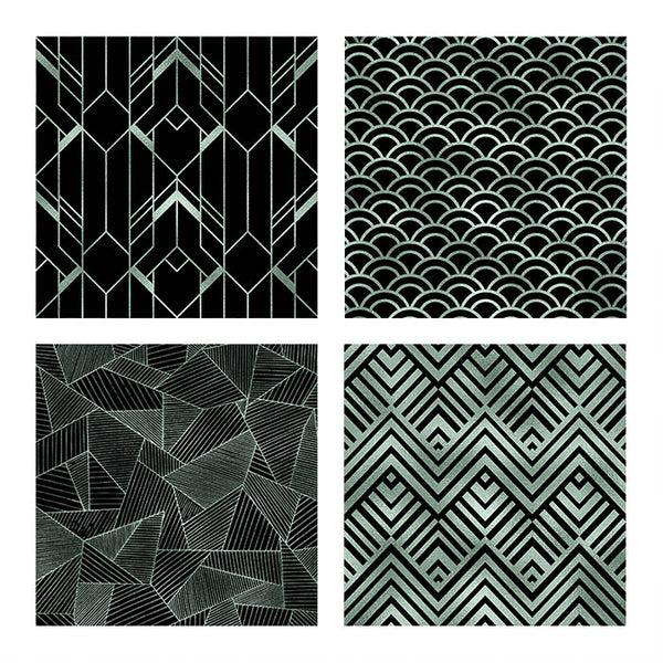 Art Deco Teal And Black Backgrounds Vol 1 - 16 High Resolution Images - Instant Download Digital Clip art