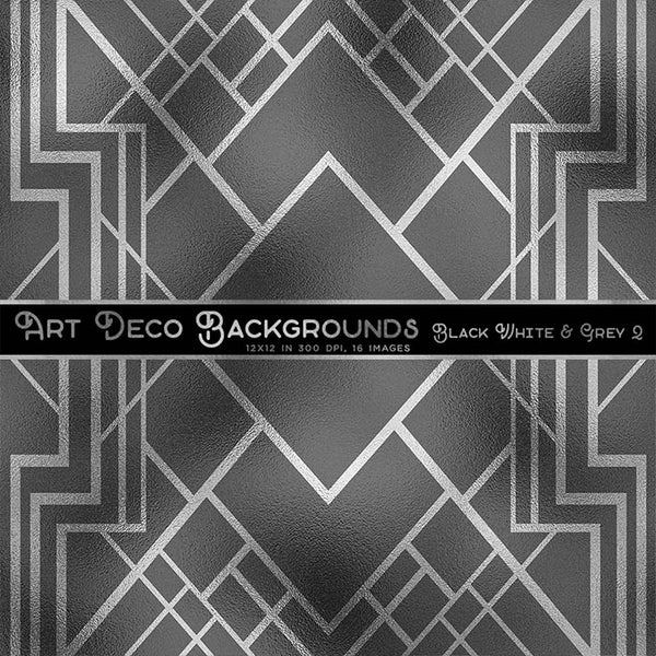 Art Deco White, Black & Grey Backgrounds Vol 2 - 16 High Resolution Images - Instant Download Digital Clip art