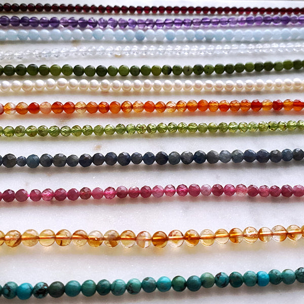 Custom Birthstone & Stamped Initial Disc Necklace in Gold, Rose Gold, or Silver with Real Gemstone, Personalized Jewelry January - December Birthday Gift