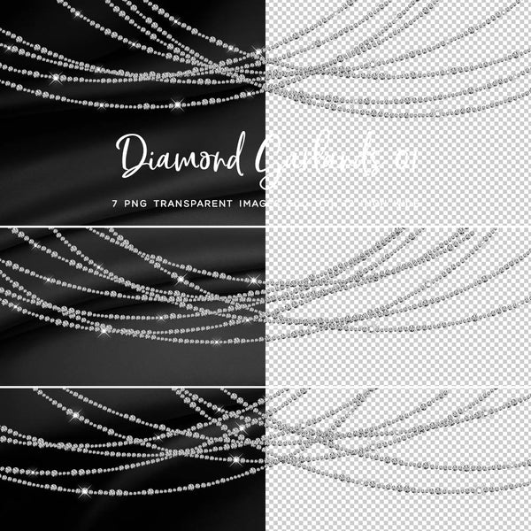 Diamond Garlands Like Lights Clear - Clip Art diamonds hanging gemstone - 7 PNG Transparent Images High Resolution Instant Download Digital Clipart