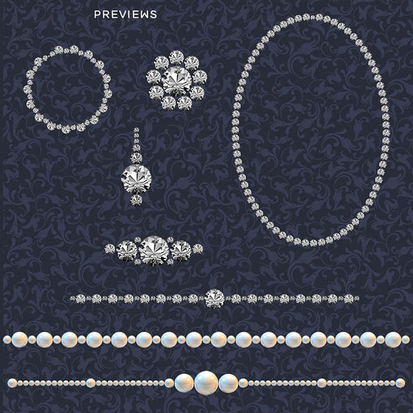 Diamonds & Pearls Clip Art gemstone - 16 PNG Transparent Images High Resolution - Instant Download Digital Clipart