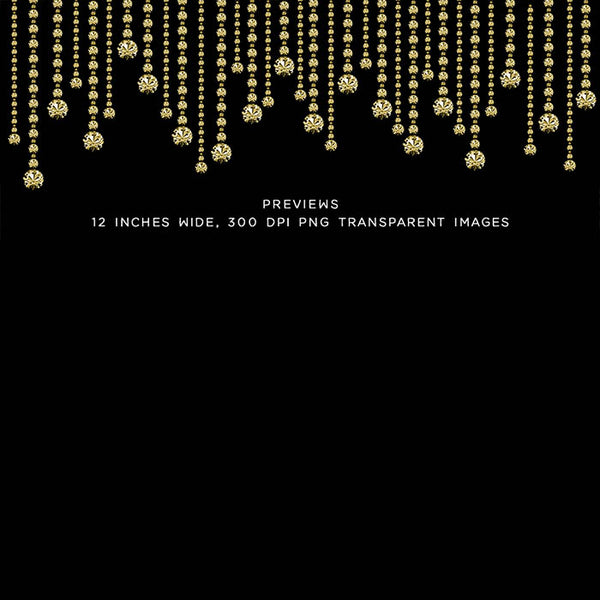 Diamonds Confetti & Borders GOLD - Clip Art gemstone - 13 PNG Transparent Images High Resolution - Instant Download Digital Clipart